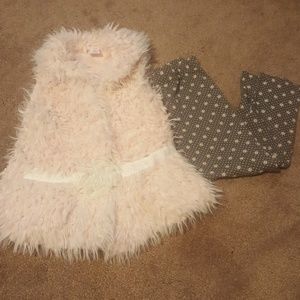 Little Lass Girls 3 Pc Shaggy Fur Vest Set